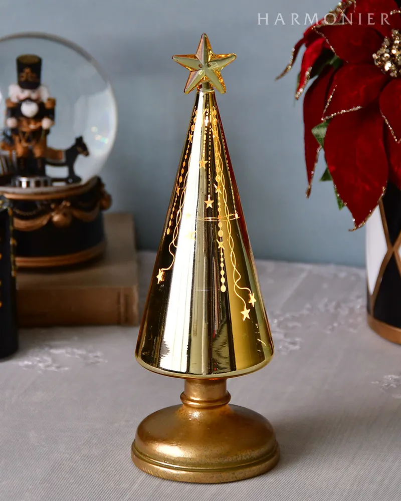 LEDガラスツリーオブジェ/ゴールド27cm｜クリスマス雑貨の通販