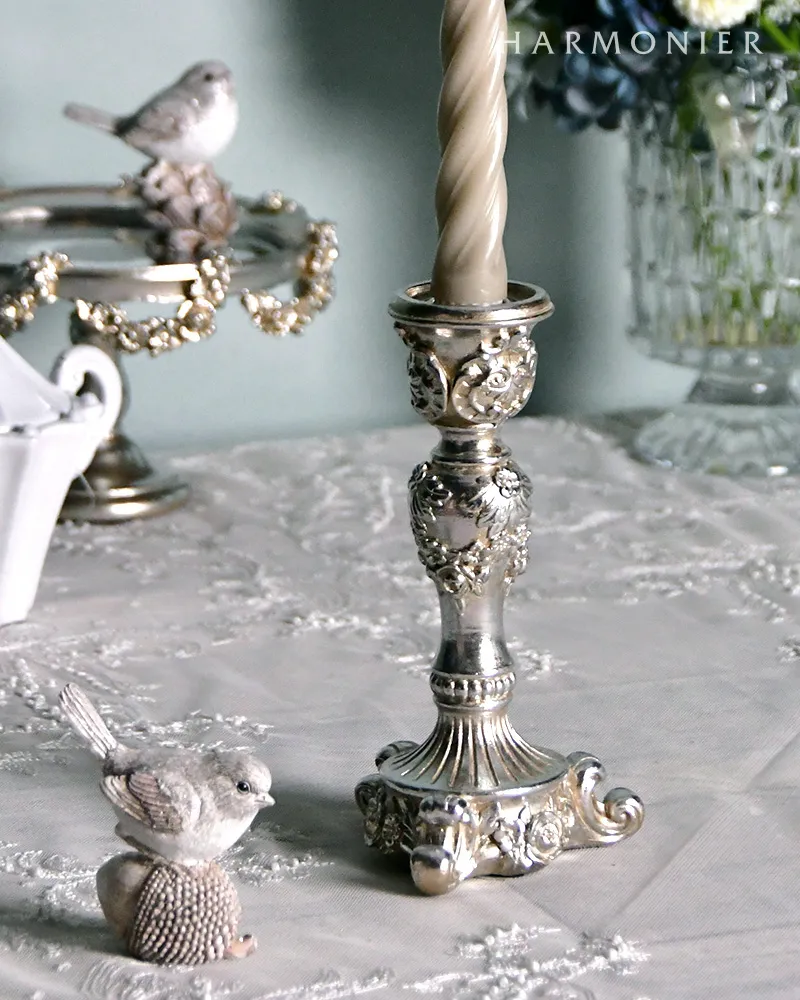 ローズテーパーキャンドルホルダー/グレイゴールド｜クリスマス雑貨の