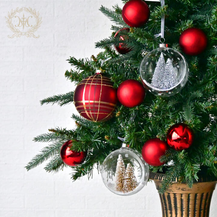 Web Store限定】レッドチェックガラスボールオーナメント φ10cm (ZODAX