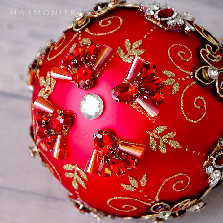 MRジュエルガラスオーナメント/ボール/レッド｜輸入雑貨の通販 | 輸入