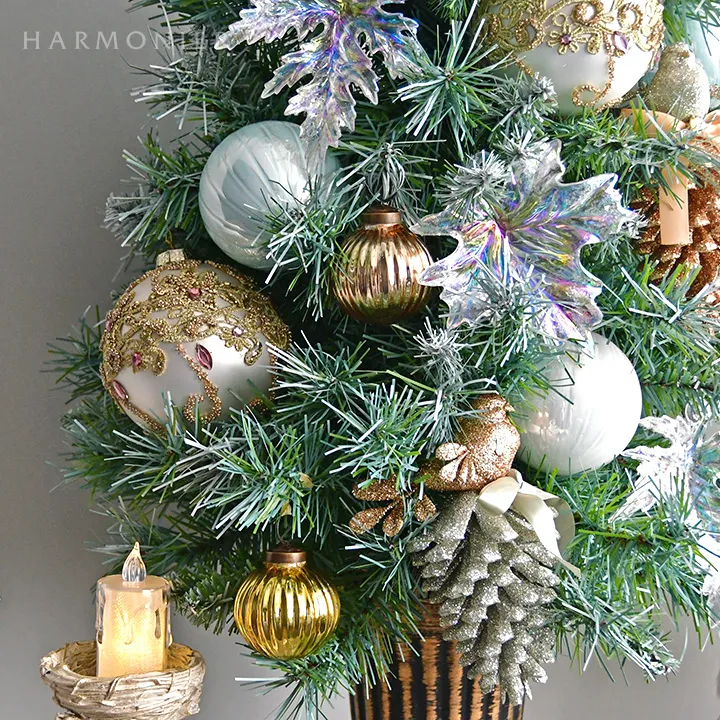 ミニガラスボールオーナメント5.5cm/ゴールドミックス2コセット