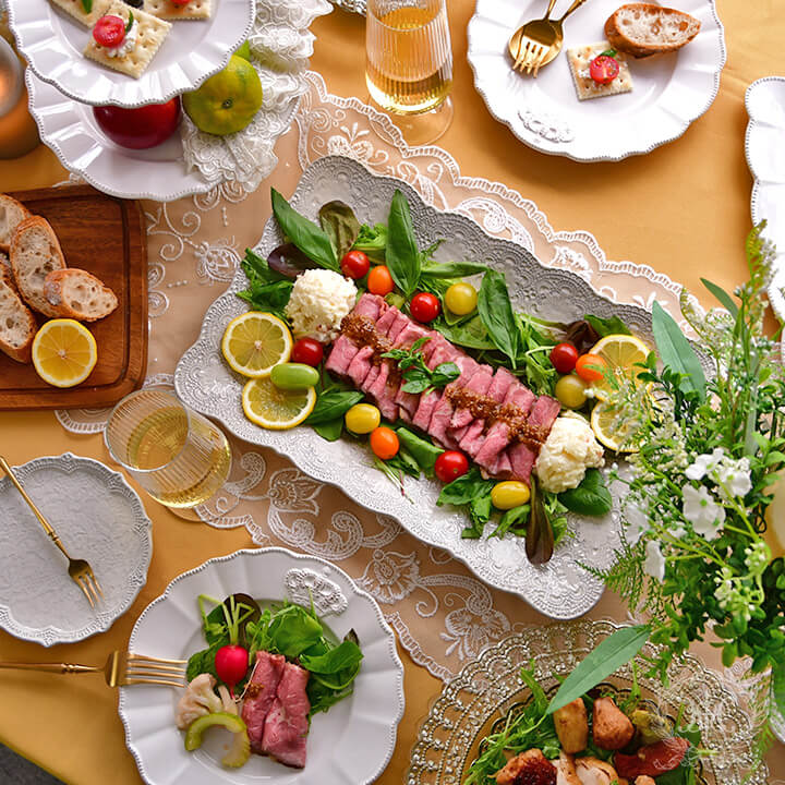 クリームレースオードブルプレート/イタリア製｜輸入食器・雑貨の通販