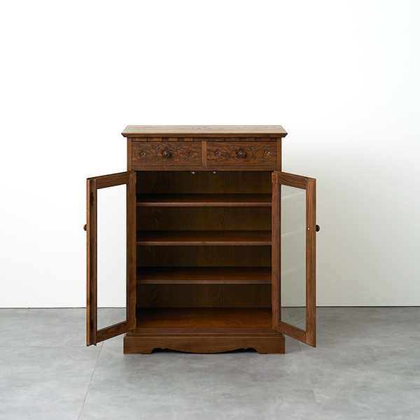 樹種で選ぶ「花柄キャビネット750(COT-59)」 | 葉山家具