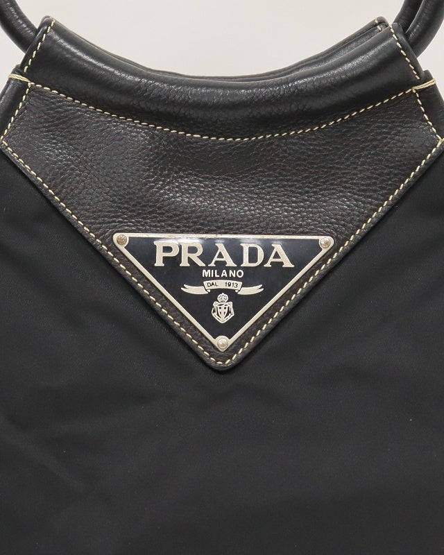 PRADA 三角ロゴ金具ナイロンレザーハンドバッグ | Hedy