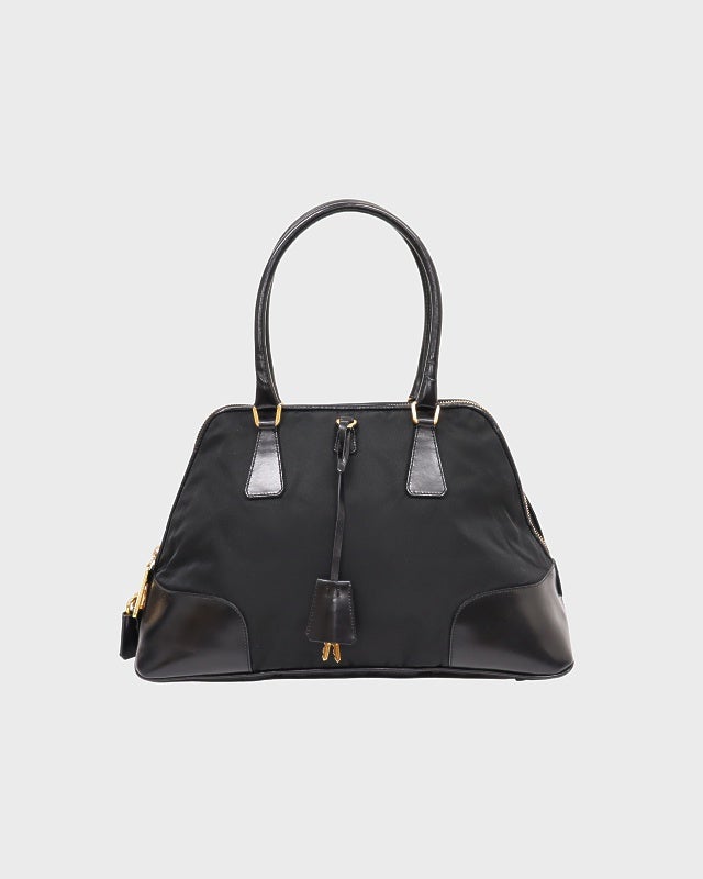 PRADA 三角ロゴ金具ナイロンレザーハンドバッグ | Hedy