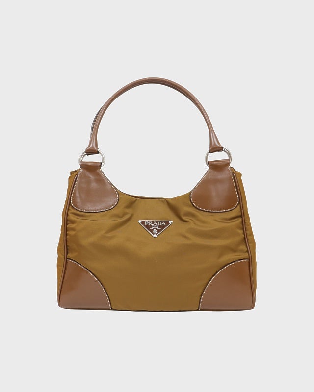 PRADA 三角ロゴ金具ナイロンレザーハンドバッグ | Hedy