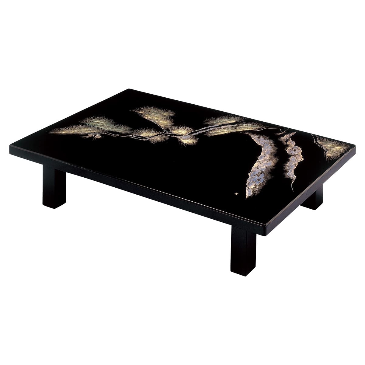 黒呂色塗 老松沈金 座卓 ZT-010｜かねみつ漆器店