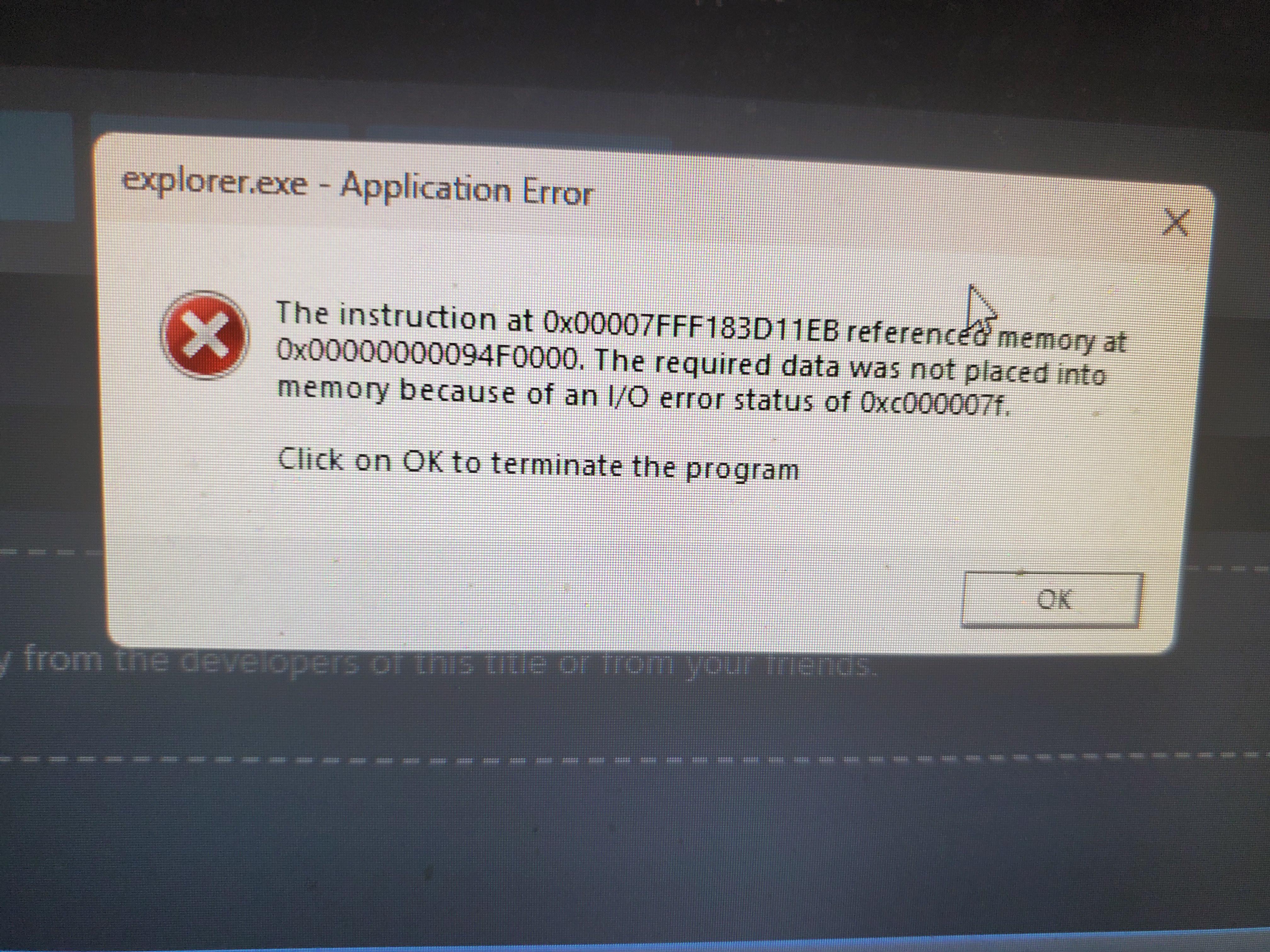 Random error, won't go away : r/computers