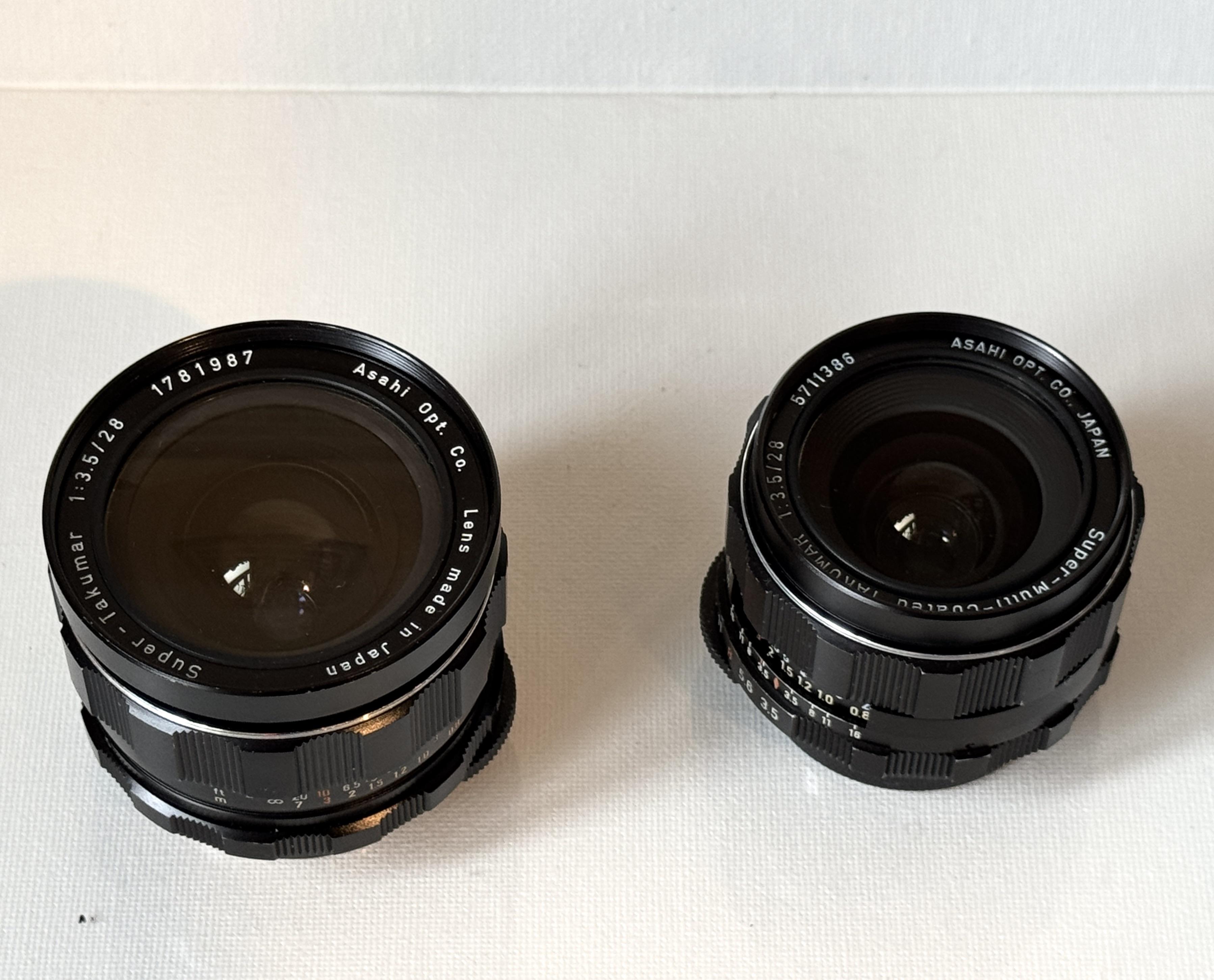 Takumar 28mm f3.5 のバージョン (初期型、Mark I、Mark II、SMC) の