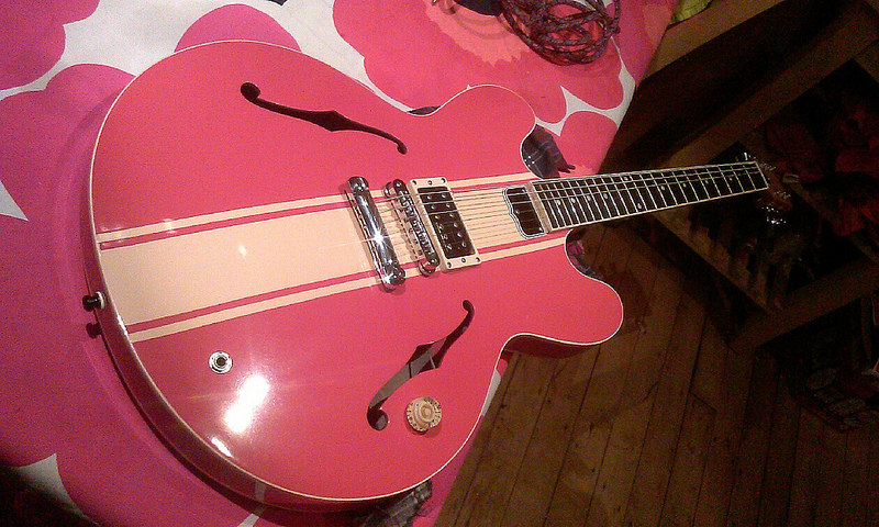Tom Delonge Signature ES-333 in Pink (story inside) : r/Blink182