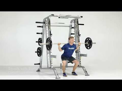 Leg Exercises - TuffStuff (CSM-600) Smith Machine Half Cage Combo