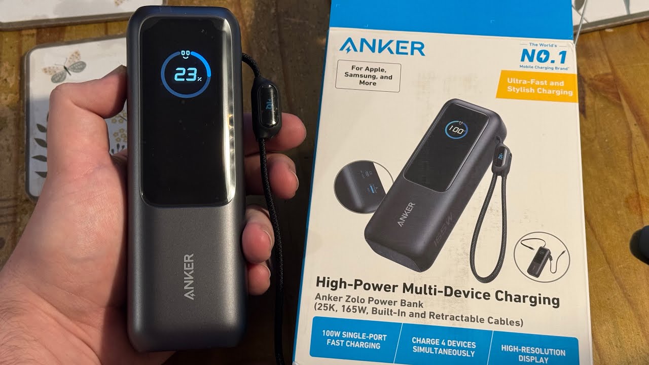 NEW* Anker Zolo 165w 25000 mAh Retractable Power bank - YouTube