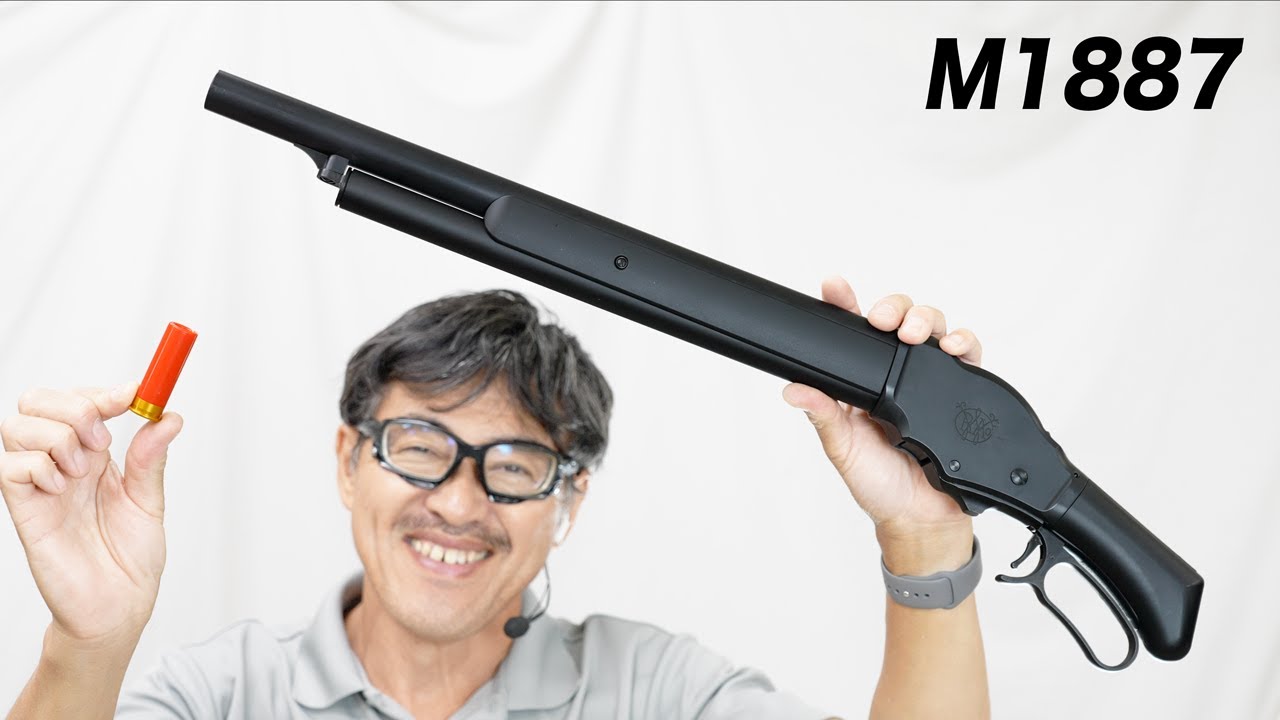 Marushin M1887 Short Lever-Action Gas Gun, Multi-Shot Type, Black