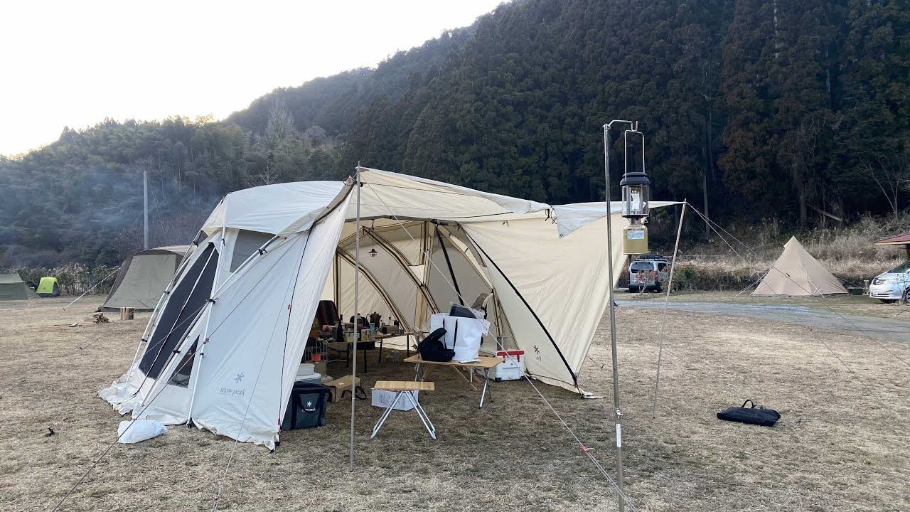 snowpeak 】リビングシェルロングproアイボリー設営 - YouTube