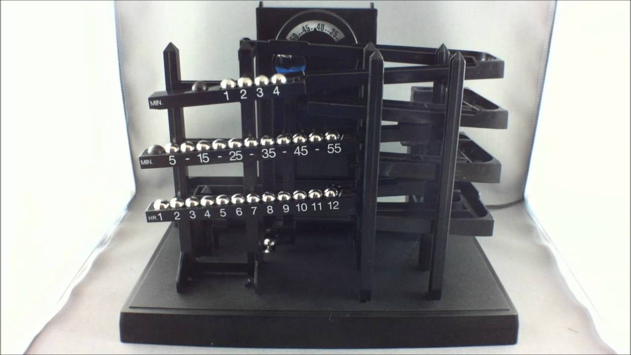 Time Machine Kinetic Ball Clock Reset Drop Demo at 12:59 - YouTube