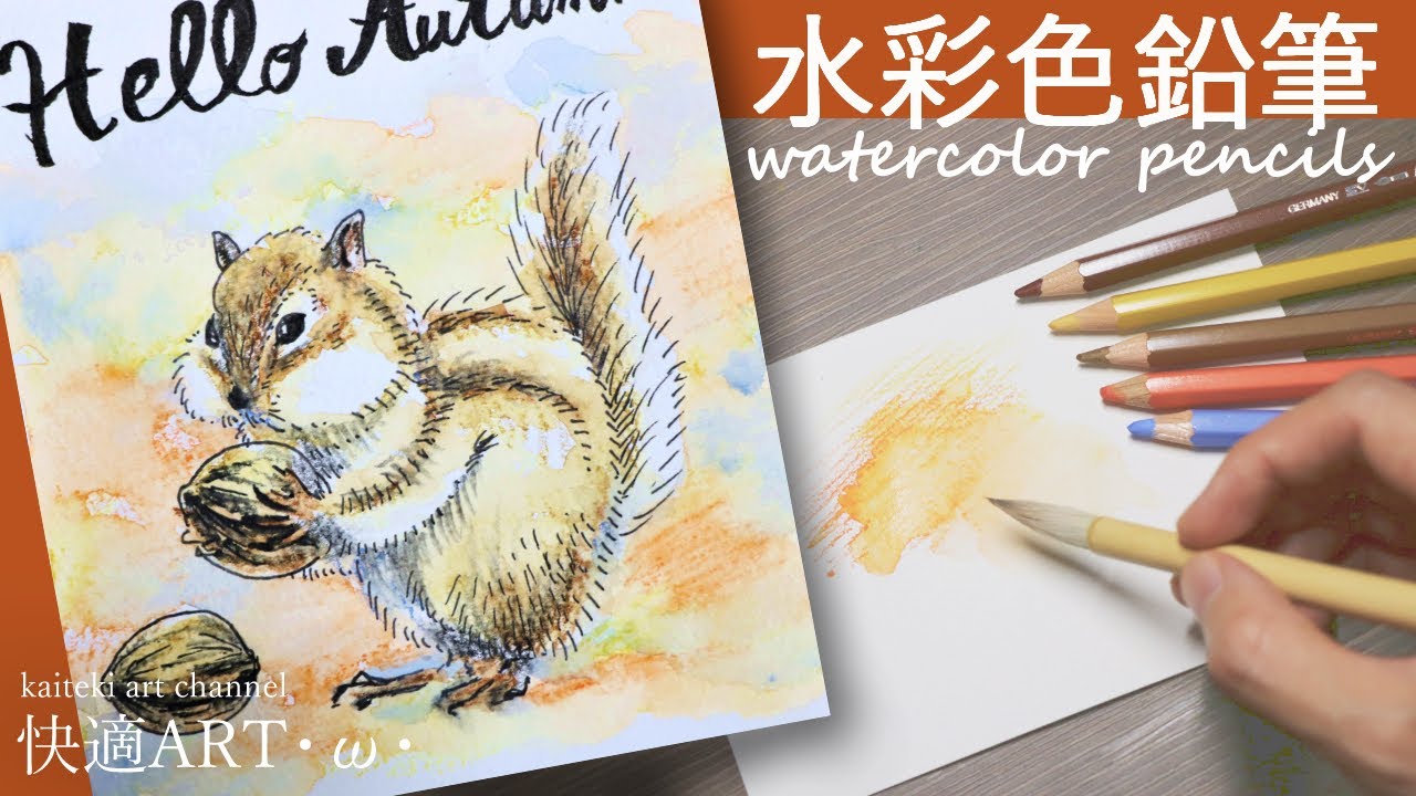 Watercolor Pencils] - Squirrel Illustration - Easy Drawing