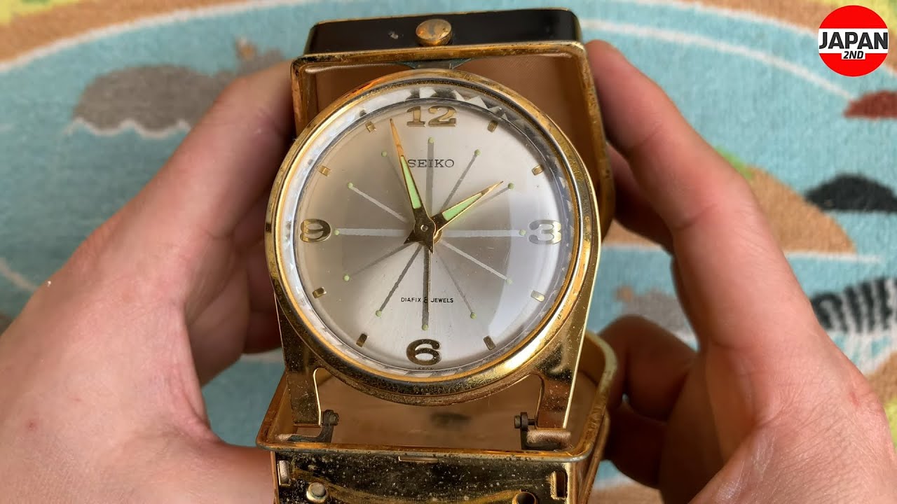 Vintage 70's Seiko DIAFIX 8 Jewels Mechanical Travel Alarm Clock