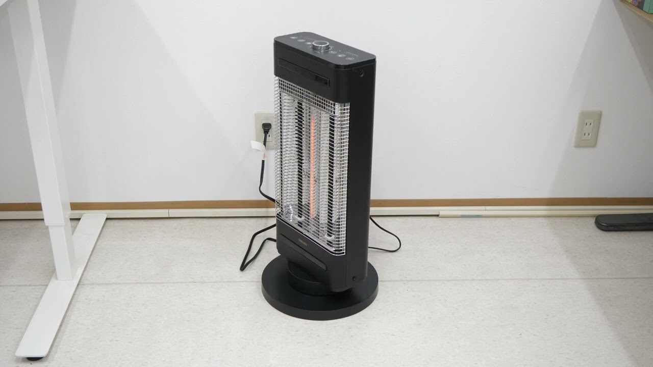 山善「ハイブリッドヒーター twinheat Plus fan」の首振り可動範囲
