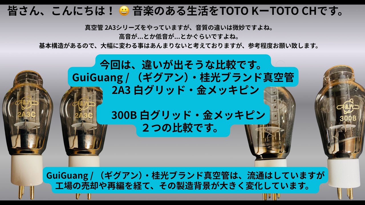 GuiGuang （ギグアン）・桂光ブランド真空管 2A3 白グリッド・金メッキ