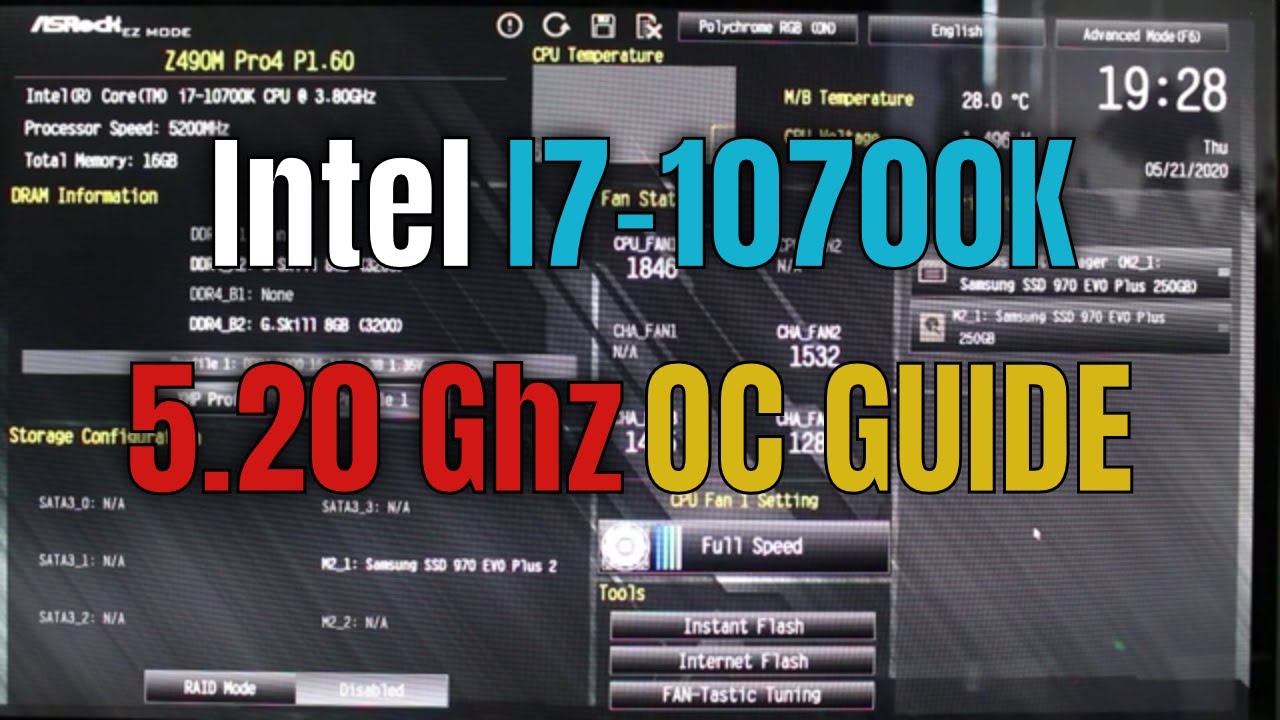 Intel I7-10700K 5.20GHZ Overclock Guide in 2020 latest Bios P.160