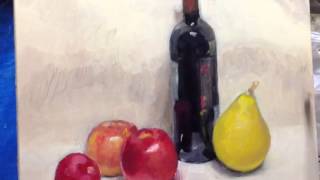 油絵具で静物画を描く-ワインボトルのある静物- - YouTube