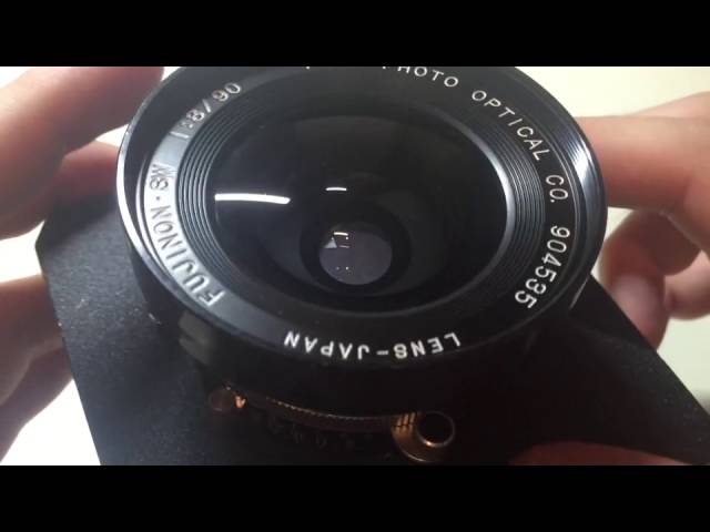 大判レンズ、FUJINON SW 90mm F8の検品方法、レンズシャッターの確認