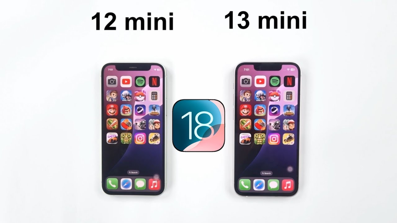 iOS 18 - iPhone 12 mini vs 13 mini Speed Test - YouTube