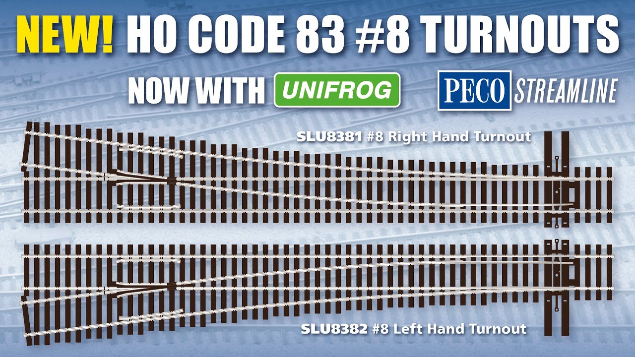 NEW! PECO Streamline HO Code 83 #8 turnouts in UNIFROG - YouTube