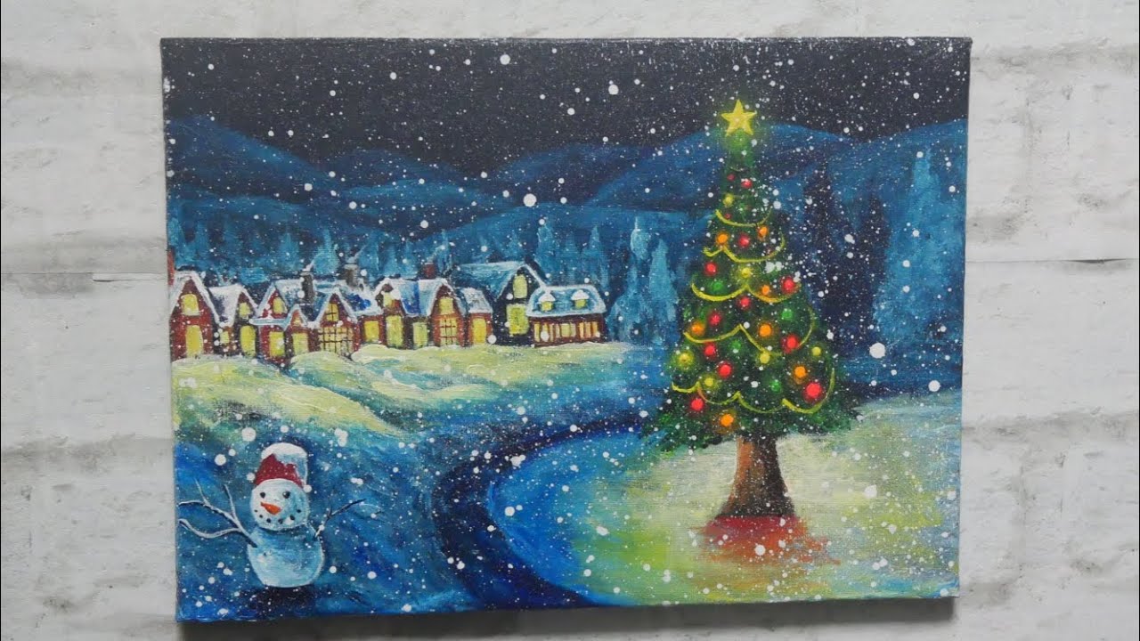 油絵】【クリスマス村】#油絵 #手書き #アート #絵画 #絵 #油彩画