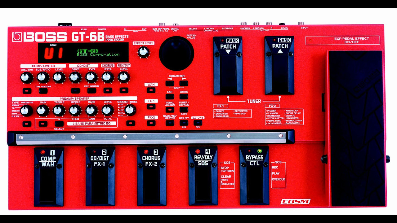 Boss GT6B Bass multi effects pedal demo (with Fender Jag baritone