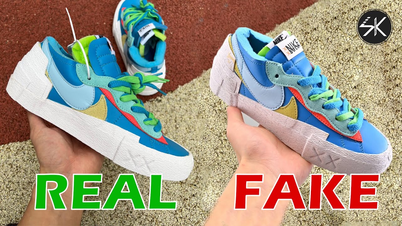 THE SACAI KAWS NIKE BLAZER LOW NEPTUNE BLUE REAL VS FAKE - YouTube