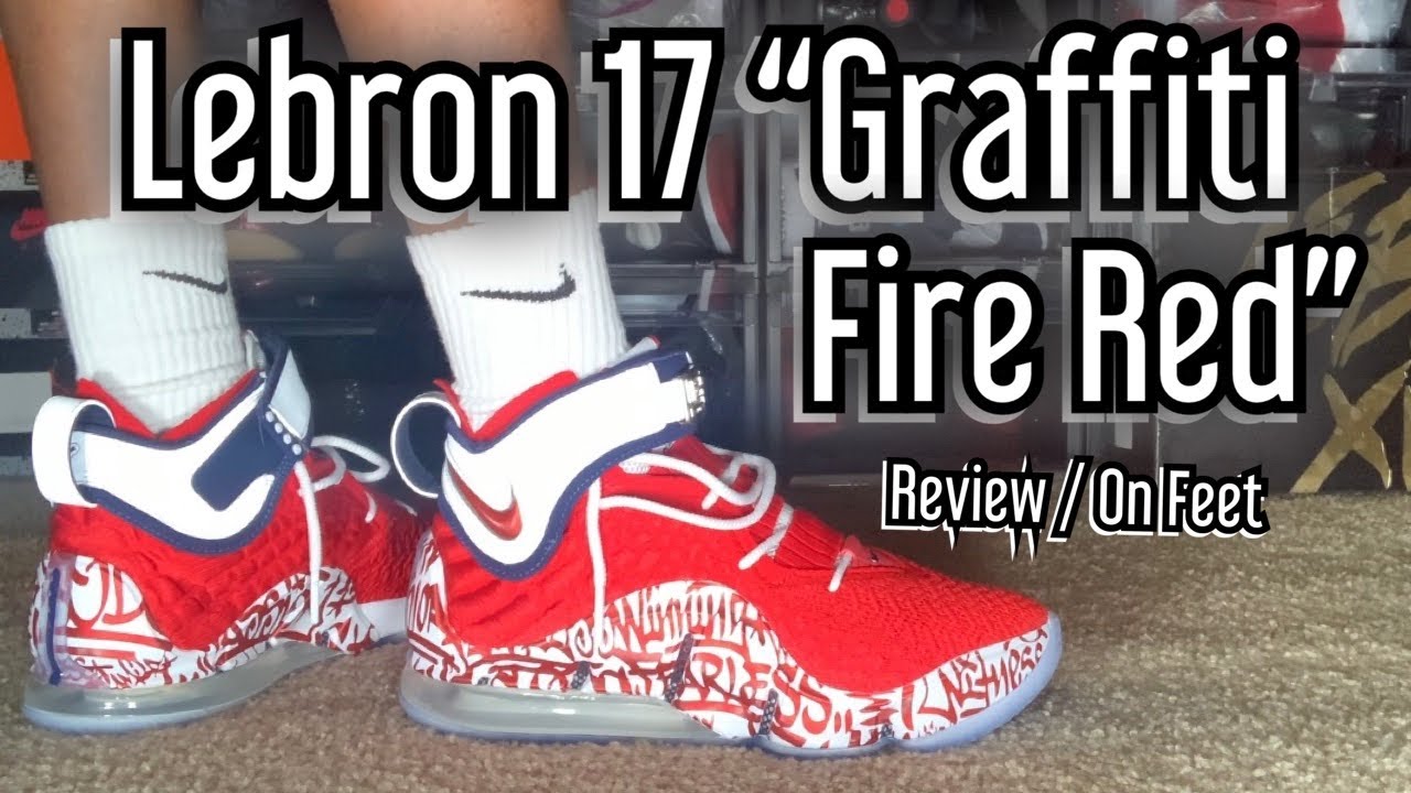 Lebron 17 “Graffiti Fire Red” review/on feet - YouTube