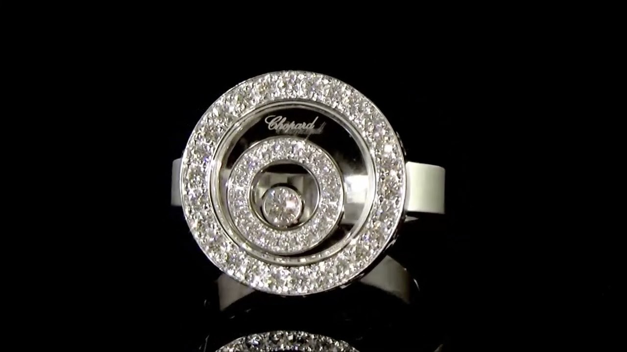 18K WHITE GOLD CHOPARD HAPPY SPIRIT DOUBLE CIRCLE DIAMOND RING