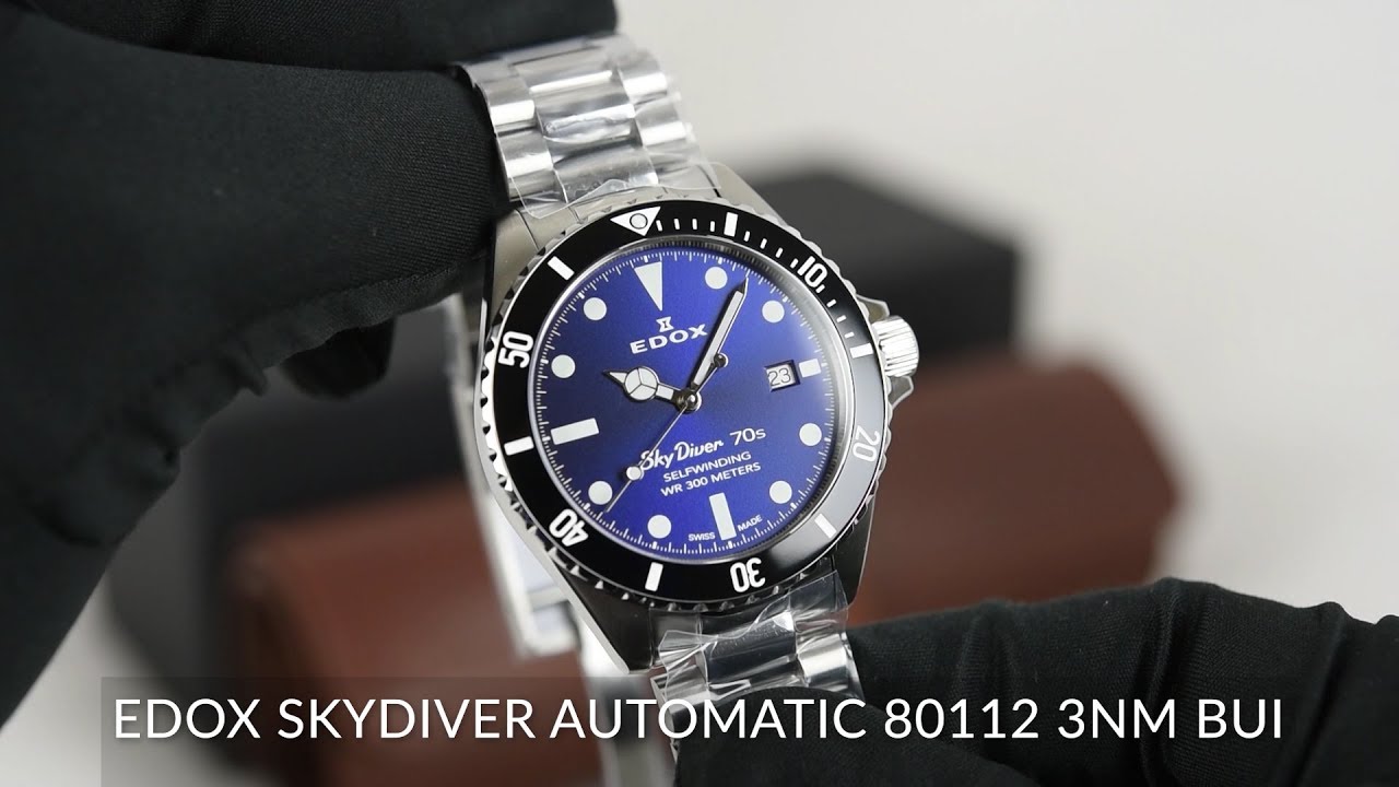 Edox Skydiver Automatic 80112 3NM BUI - YouTube