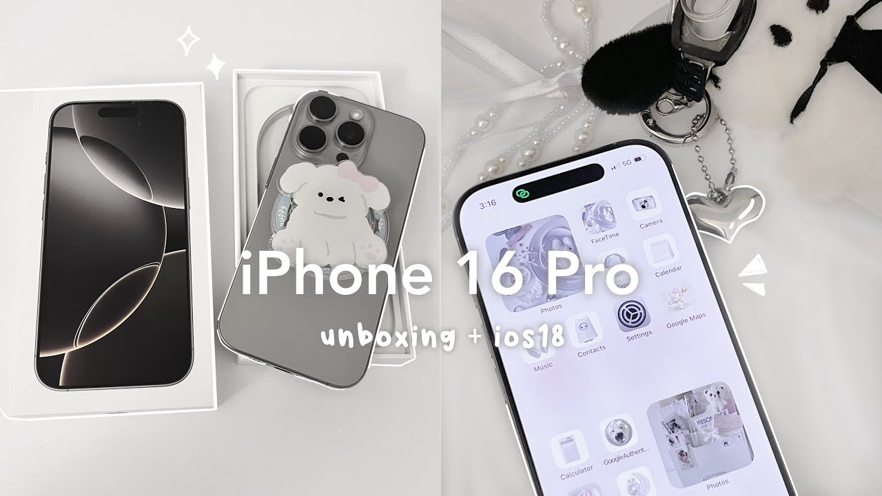 iPhone 16 pro aesthetic unboxing (Natural Titanium), IOS18