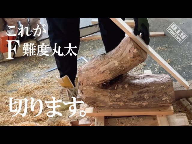 DIY 製材】チェーンソーを使って丸太を縦切りにする方法。安全に‼正確