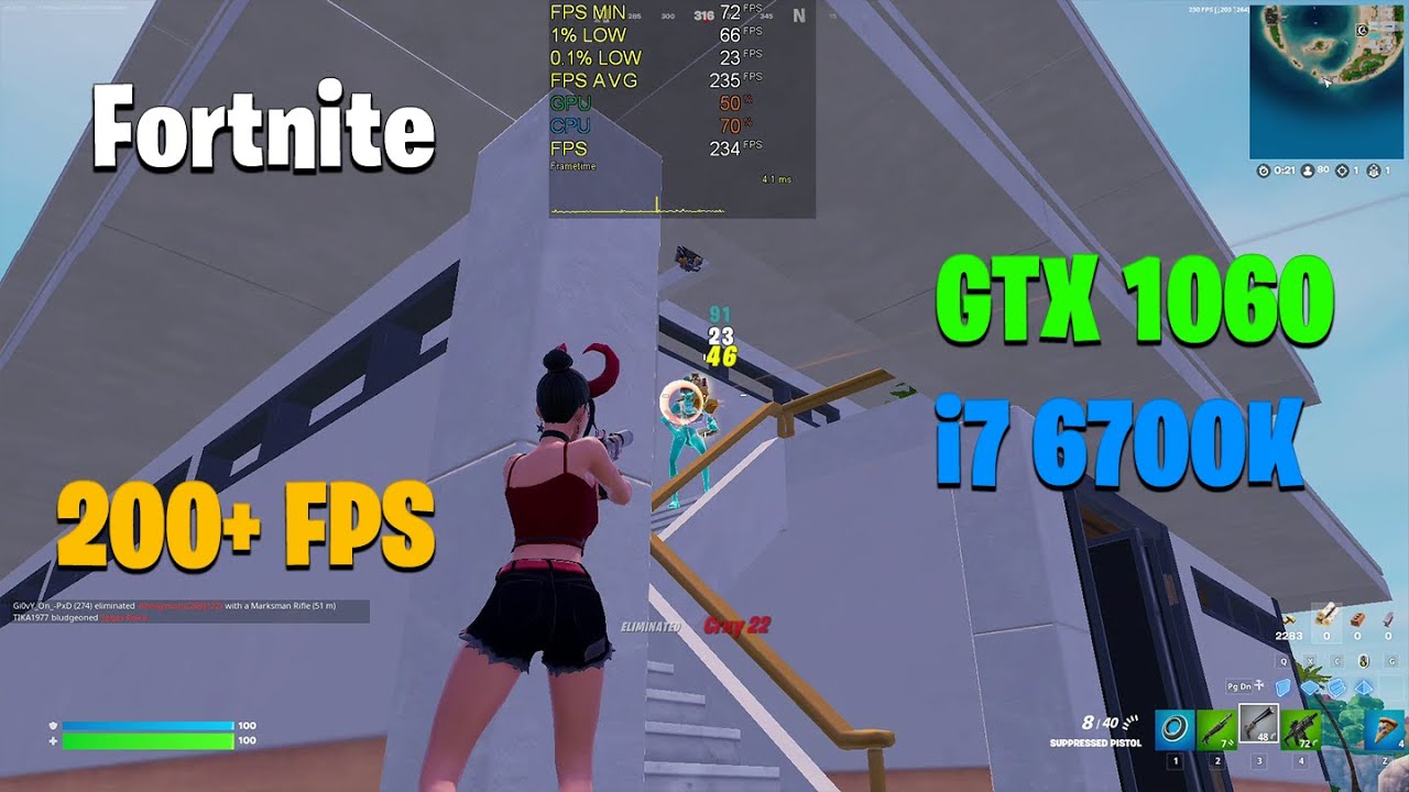 GTX 1060 & i7 6700k - Fortnite Performance Mode - YouTube