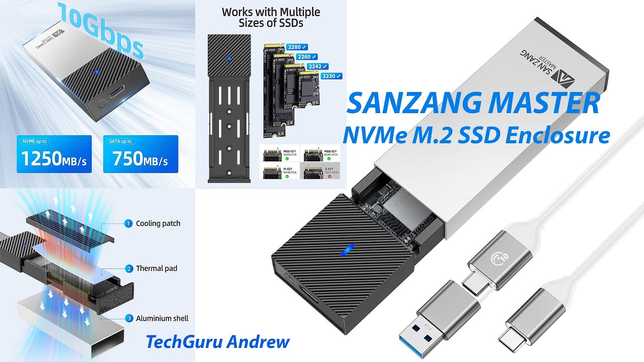 SANZANG MASTER NVMe M.2 SSD Enclosure with 10Gbps USB3.2 - YouTube