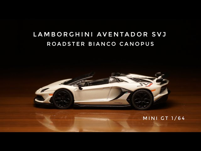 MINI GT 1/64 Lamborghini Aventador SVJ Roadster Bianco Canopus