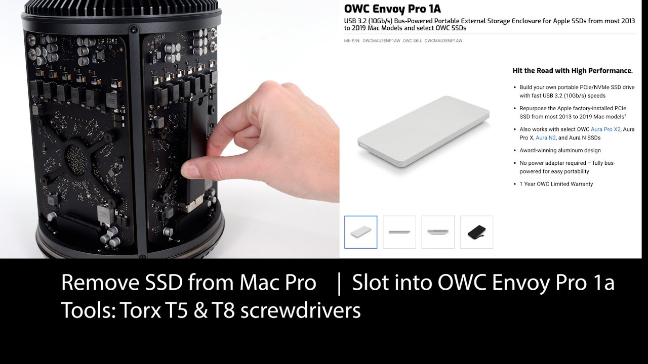 Install Mac Pro 2013 SSD in OWC Envoy Pro 1a Enclosure - YouTube