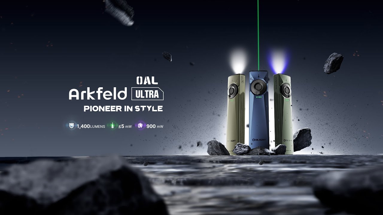 Arkfeld Ultra Flat Flashlight: O-Aluminum, Laser & UV - Olight