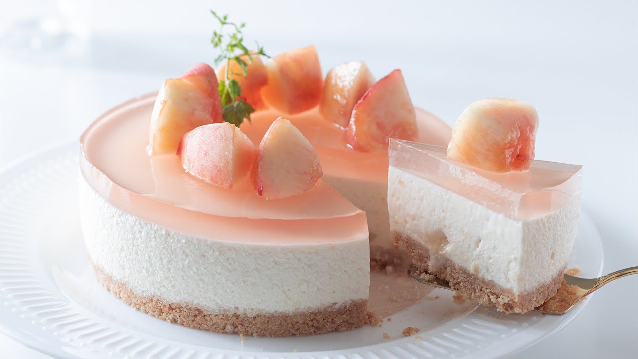 No-Bake Peach Cheesecake＊No Oven & Without Egg｜HidaMari Cooking