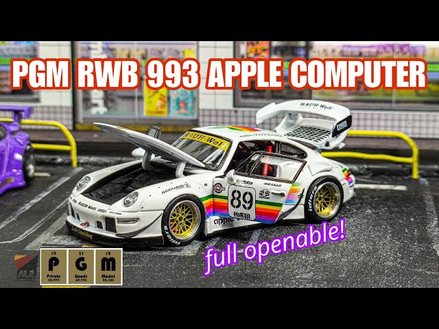 Review PGM Porsche RWB 993 APPLE COMPUTER! FULLY OPENABLE! 1/64
