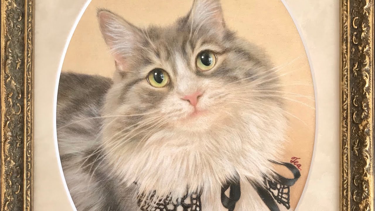 色鉛筆画（ノルウェージャンフォレストキャットのReiちゃん）の制作