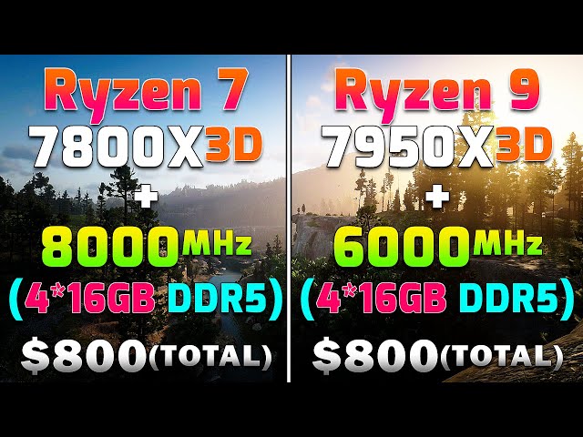 Ryzen 7 7800X3D + 8000MHz DDR5 vs Ryzen 9 7950X3D + 6000MHz DDR5