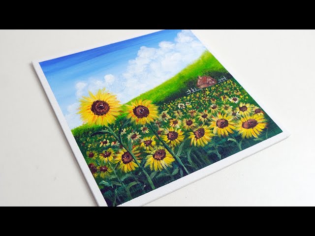 アクリル絵の具で【向日葵】を描く方法 | アクリル画で描く絵の具