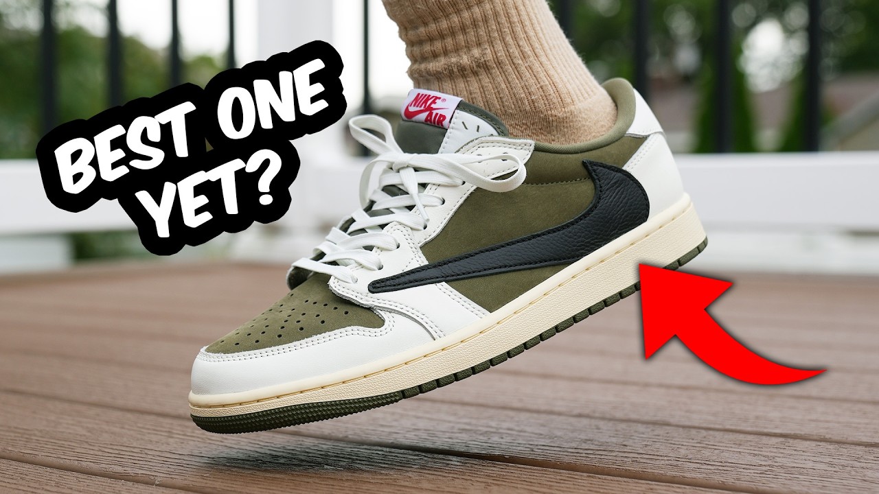 TRAVIS SCOTT Air Jordan 1 Low MEDIUM OLIVE Review & On Feet - YouTube