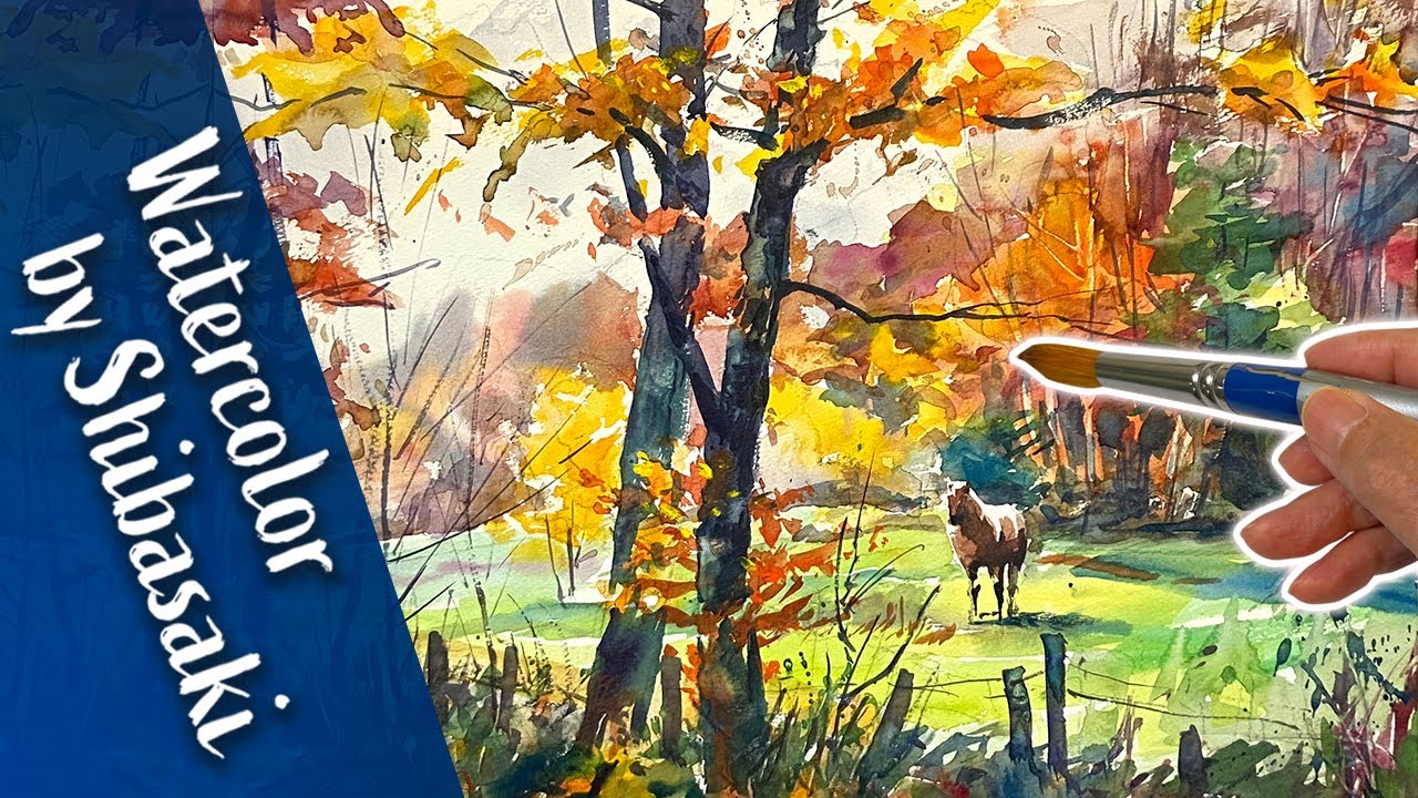 Healing Watercolor Art | Autumn in the ranch | Shibasaki - YouTube