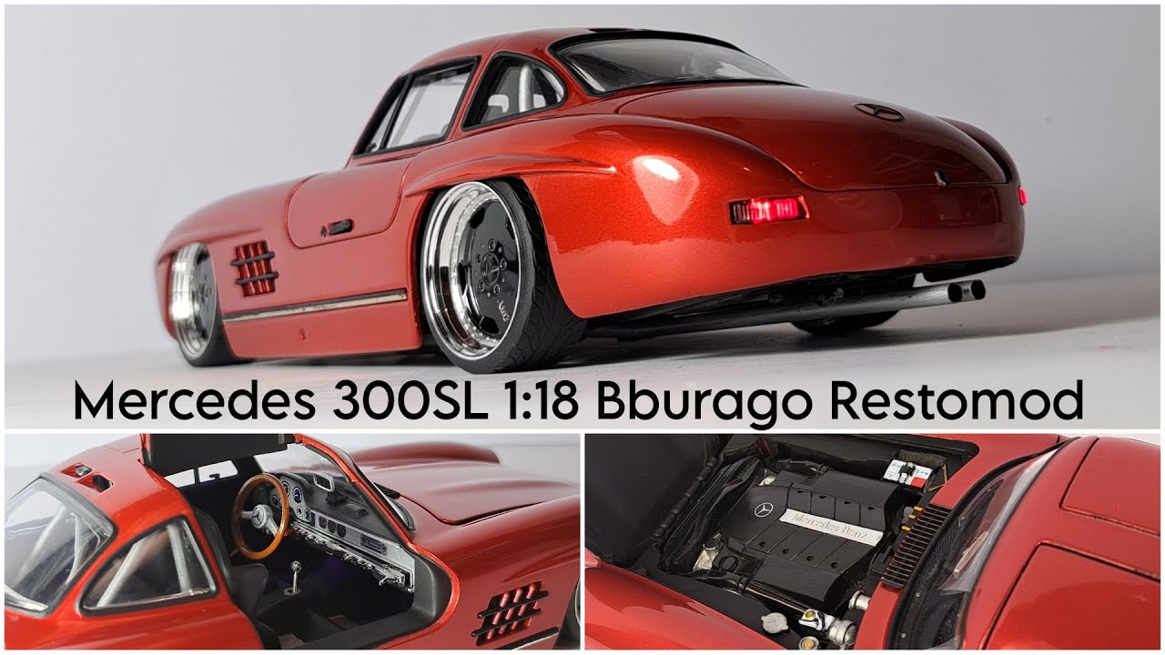 Mercedes Benz 300SL V8 Restomod 1/18 Bburago complete restoration