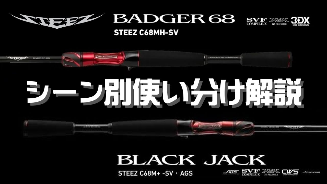 STEEZ】ブラックジャックとバジャー68の使い分けを解説【DAIWA】 - YouTube
